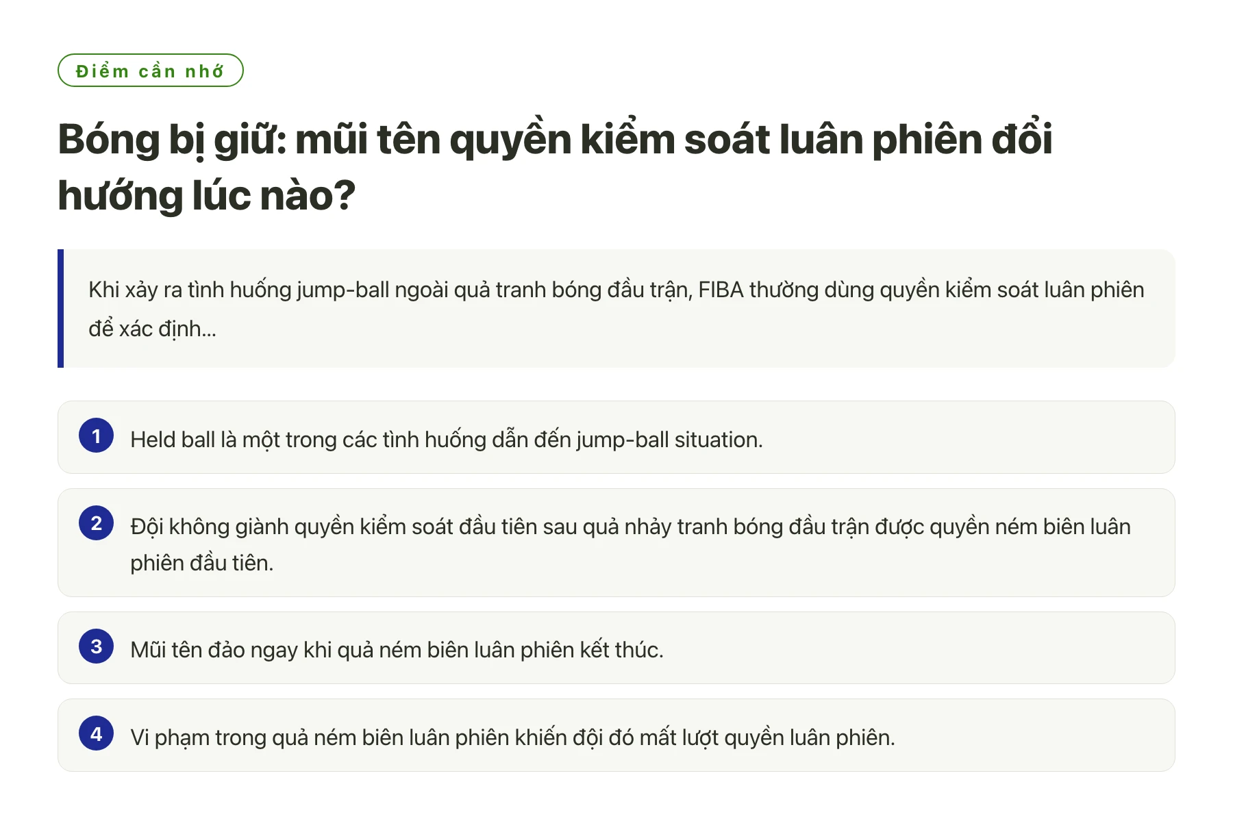 Bóng bị giữ: mũi tên quyền kiểm soát luân phiên đổi hướng lúc nào?——全文要点速览